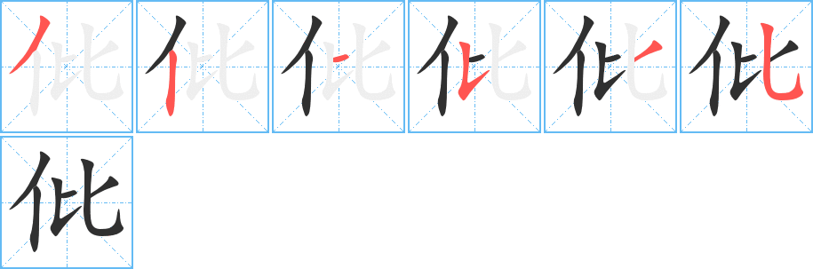 仳的笔顺分步演示图