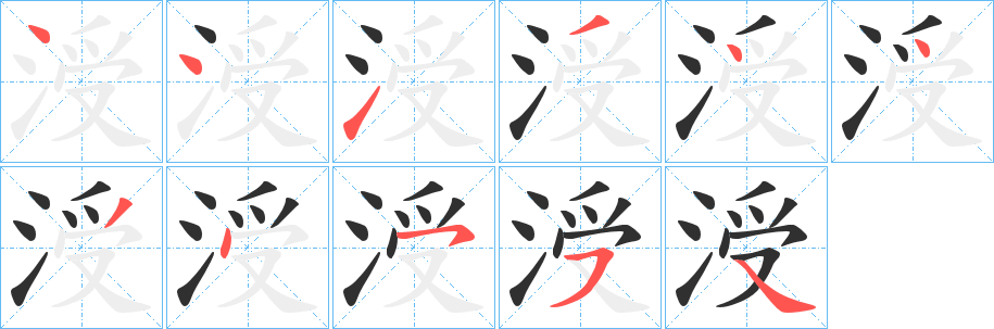 涭的笔顺分步演示图