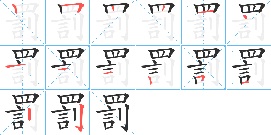 罰的笔顺分步演示图