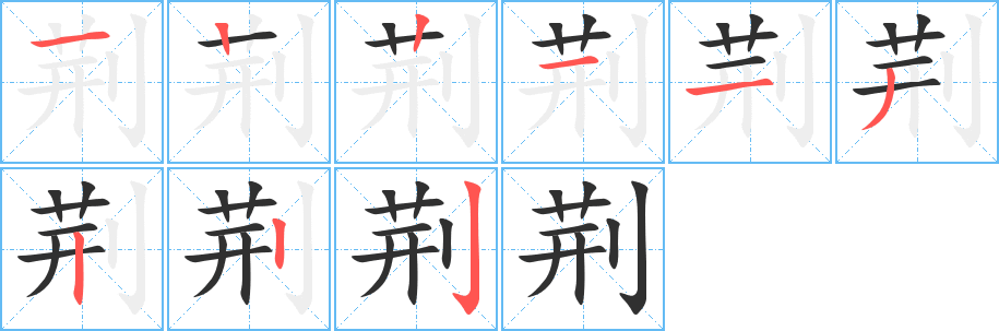 荆的笔顺分步演示图