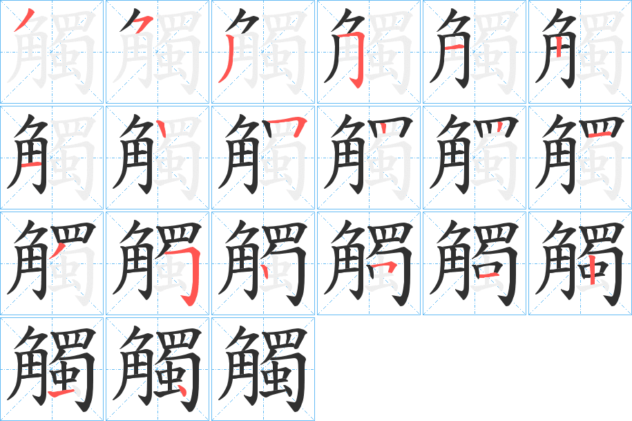 觸的笔顺分步演示图